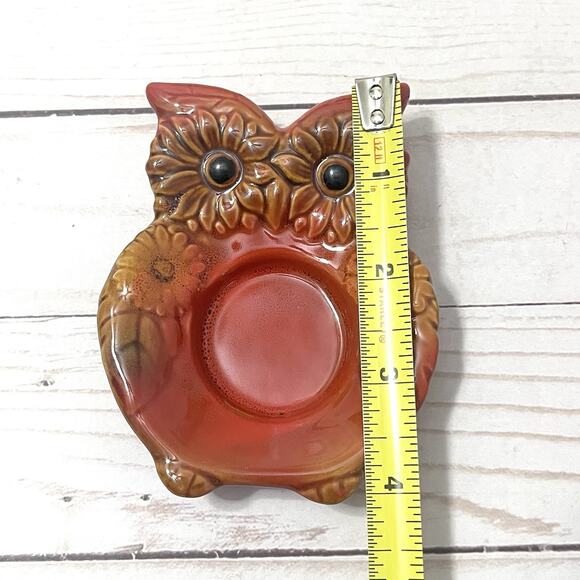 Vintage MCM Owl Trinket Tray Tealight Candle Holder Set of 2 - Picture 4 of 5